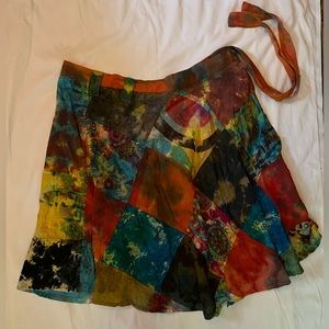 Patchwork wrap skirt